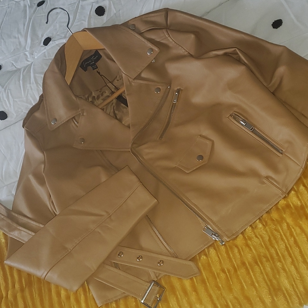 Faux leather moto jacket